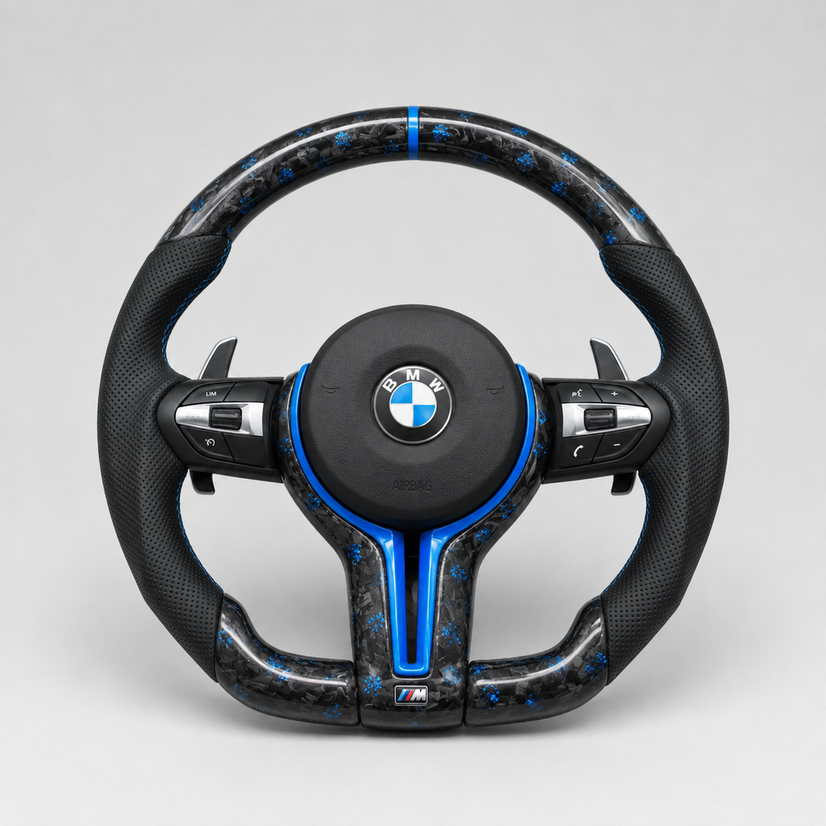 Volant BMW Série F – Carbone Forgé Paillettes Bleu